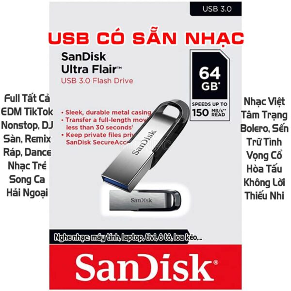 Bán USB 64GB Chép Nhạc Có Sẵn Nhạc Giá Rẻ