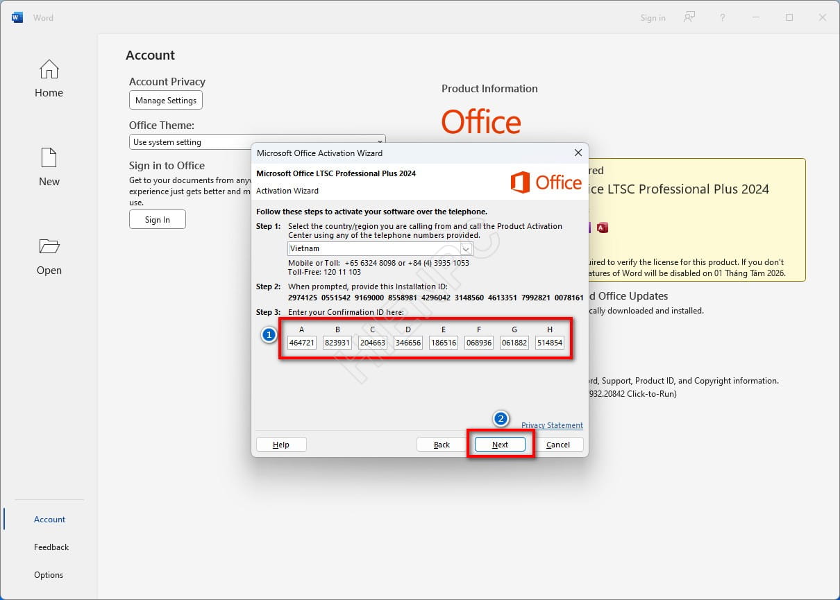 Hướng Dẫn Activate By Phone Microsoft Office Chính Hãng