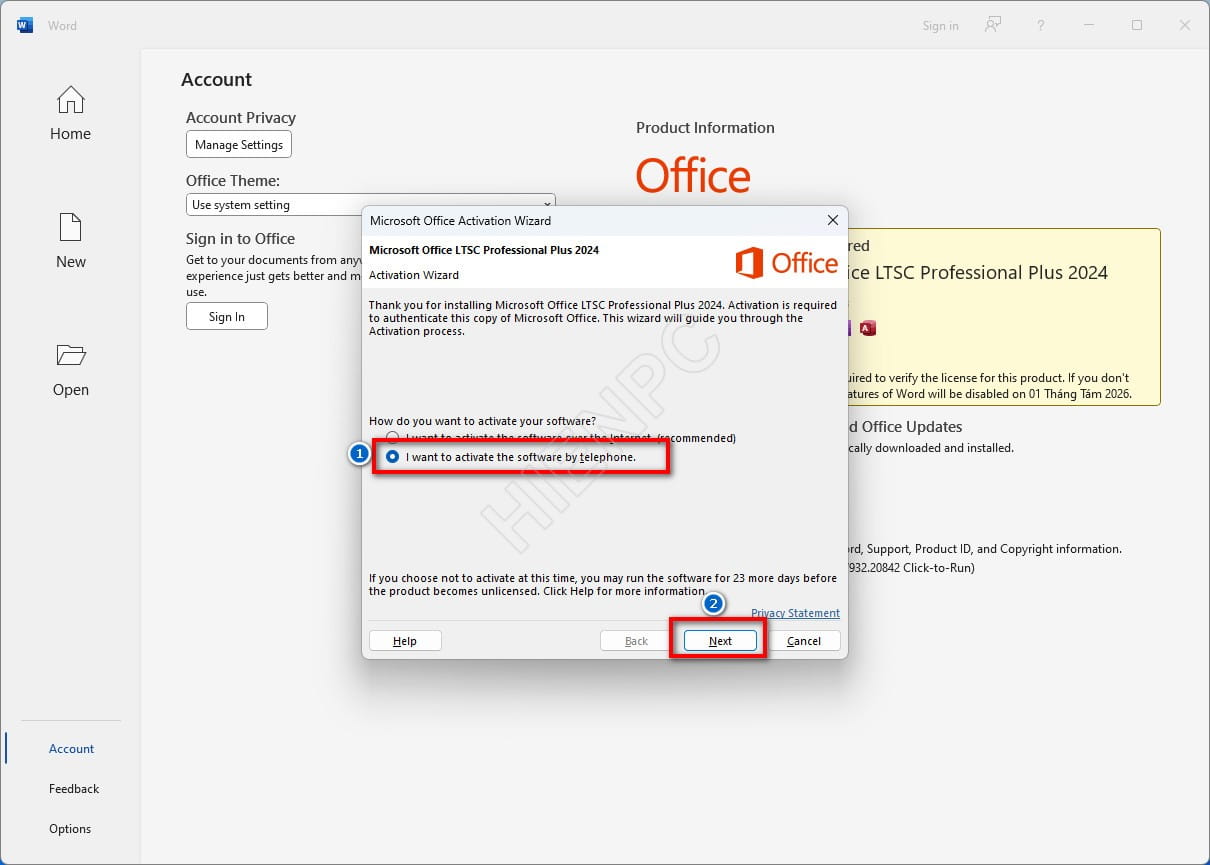 Hướng Dẫn Activate By Phone Microsoft Office Chính Hãng