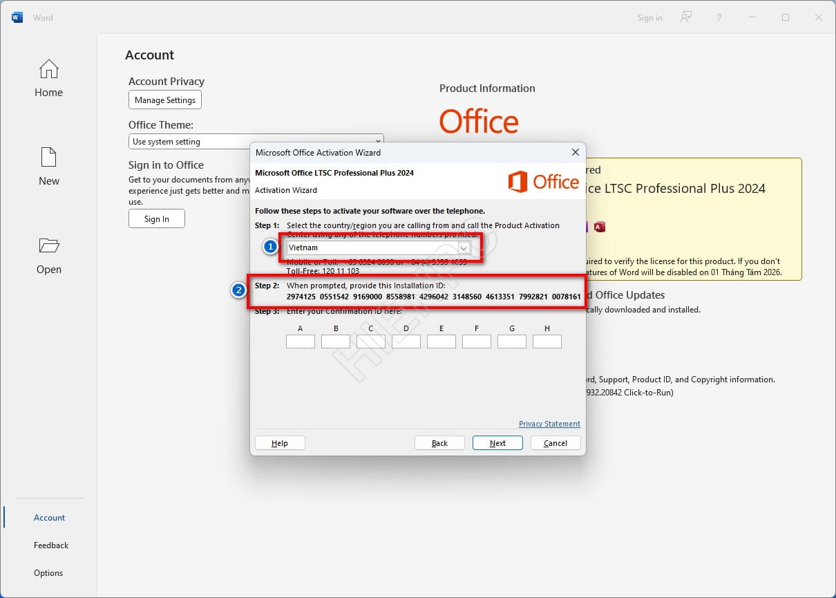 Hướng Dẫn Activate By Phone Microsoft Office Chính Hãng